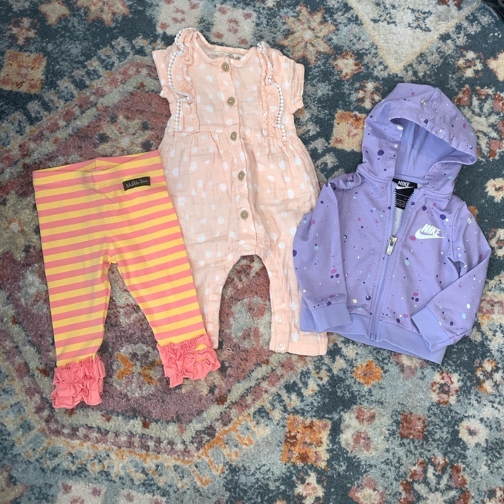 Matilda Jane Nike Jessica Simpson Goodie Leggings Jumpsuit Baby Bundle 6-12 Mos